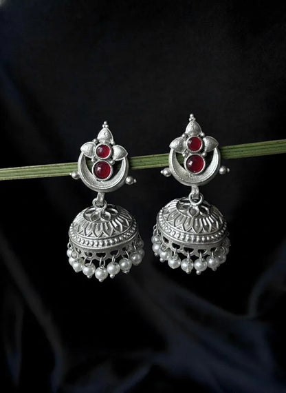 Silver Replica Top and Jhumki 