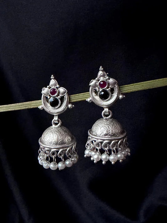 Silver Replica Top and Jhumki Earring