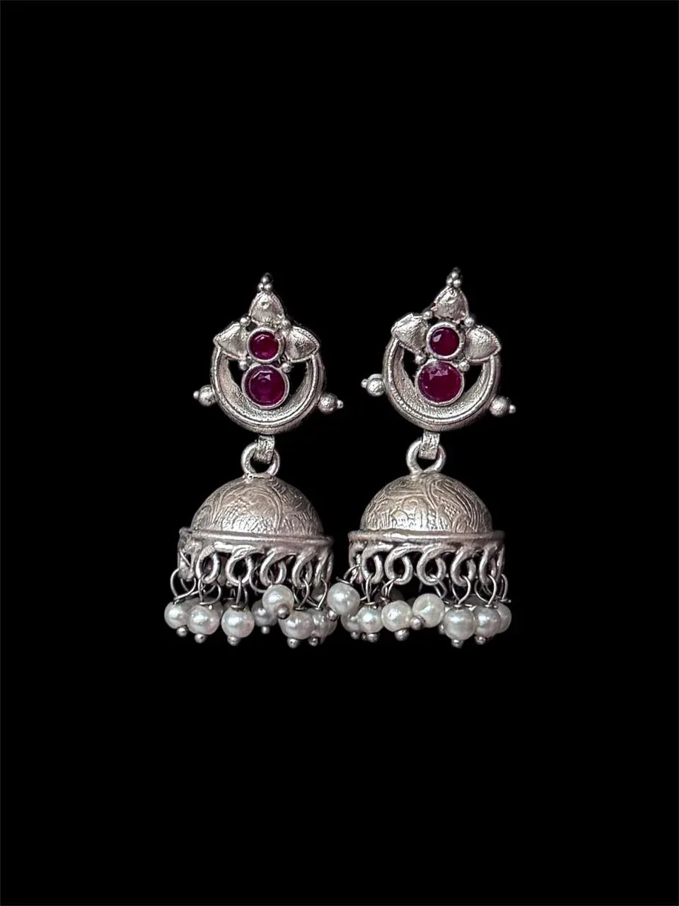 Silver Replica Top and Jhumki Earring