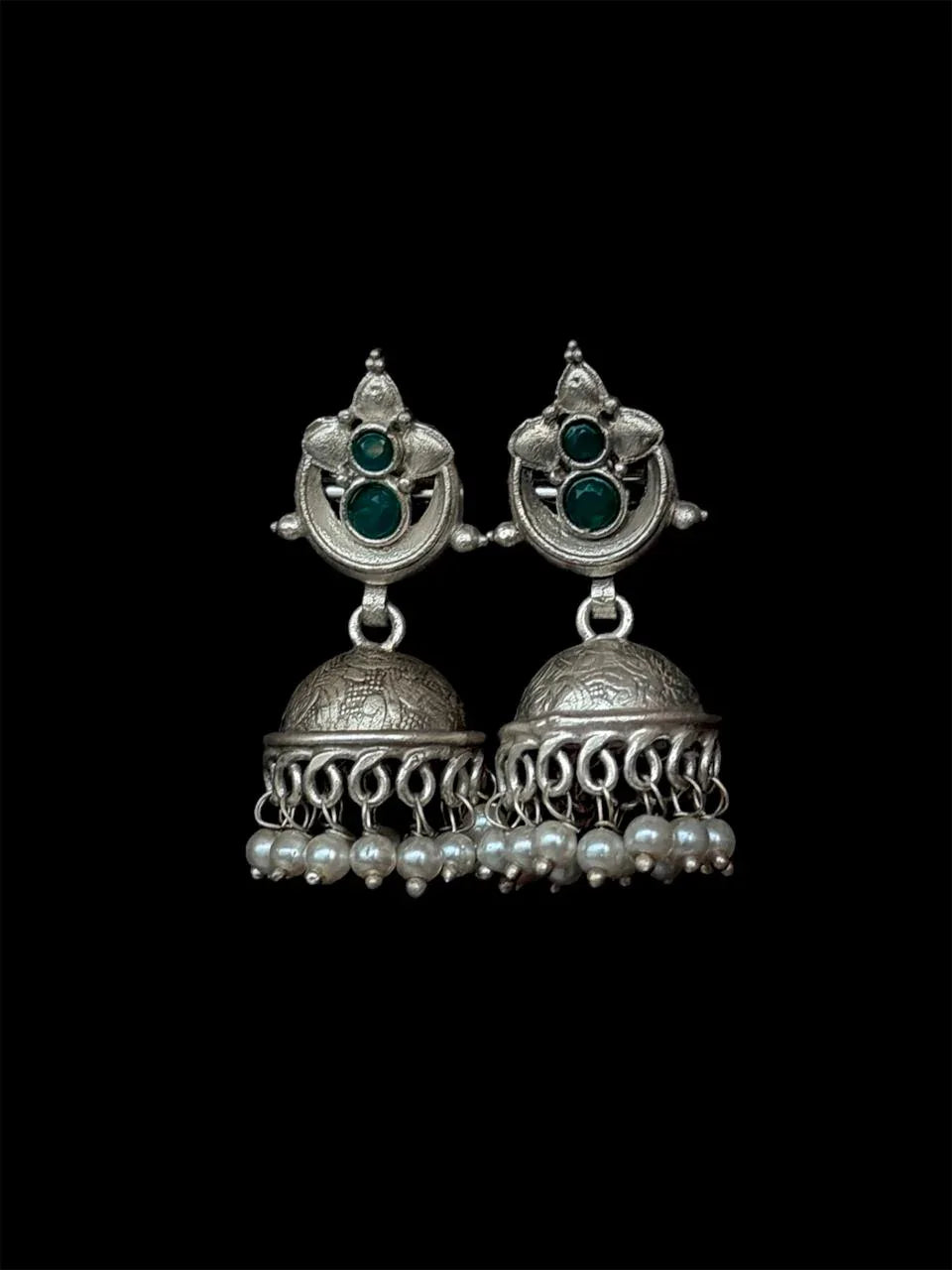 Silver Replica Top and Jhumki Earring