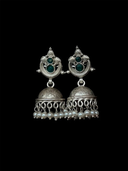 Silver Replica Top and Jhumki Earring