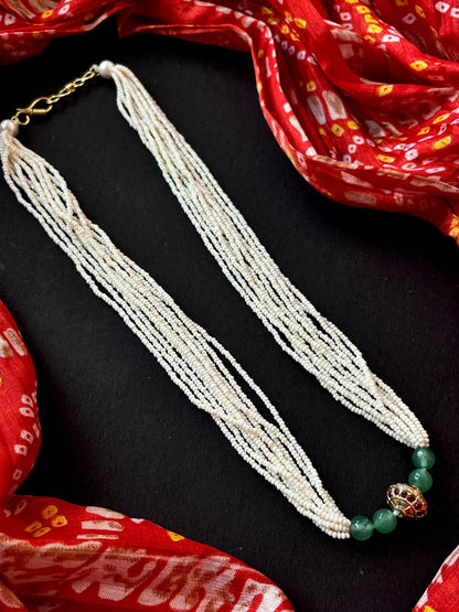 Stone Beads with Meenakari Ball Pendant Necklace