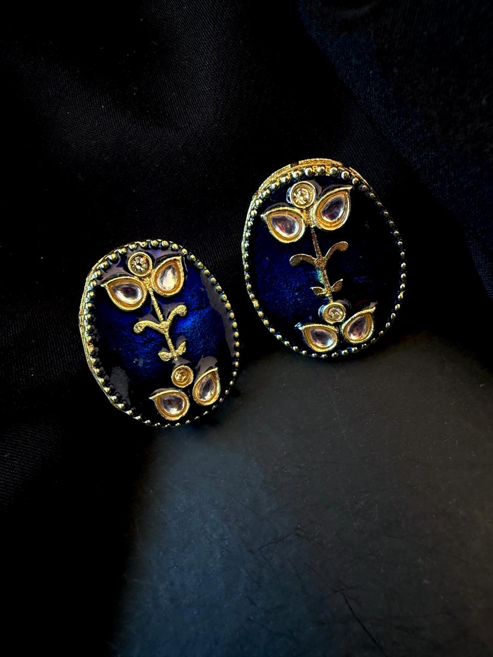 Meenakari Pendant Beaded Mala Necklace with Earring set