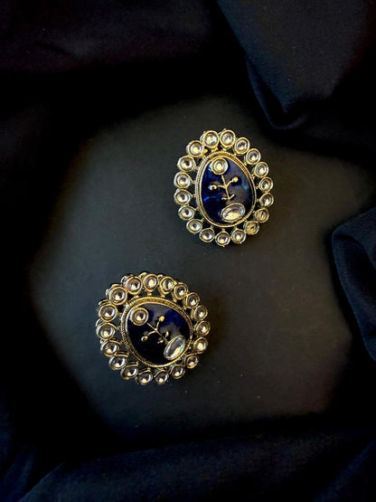 Meenakari Pendant Beaded Mala Necklace with Earring set