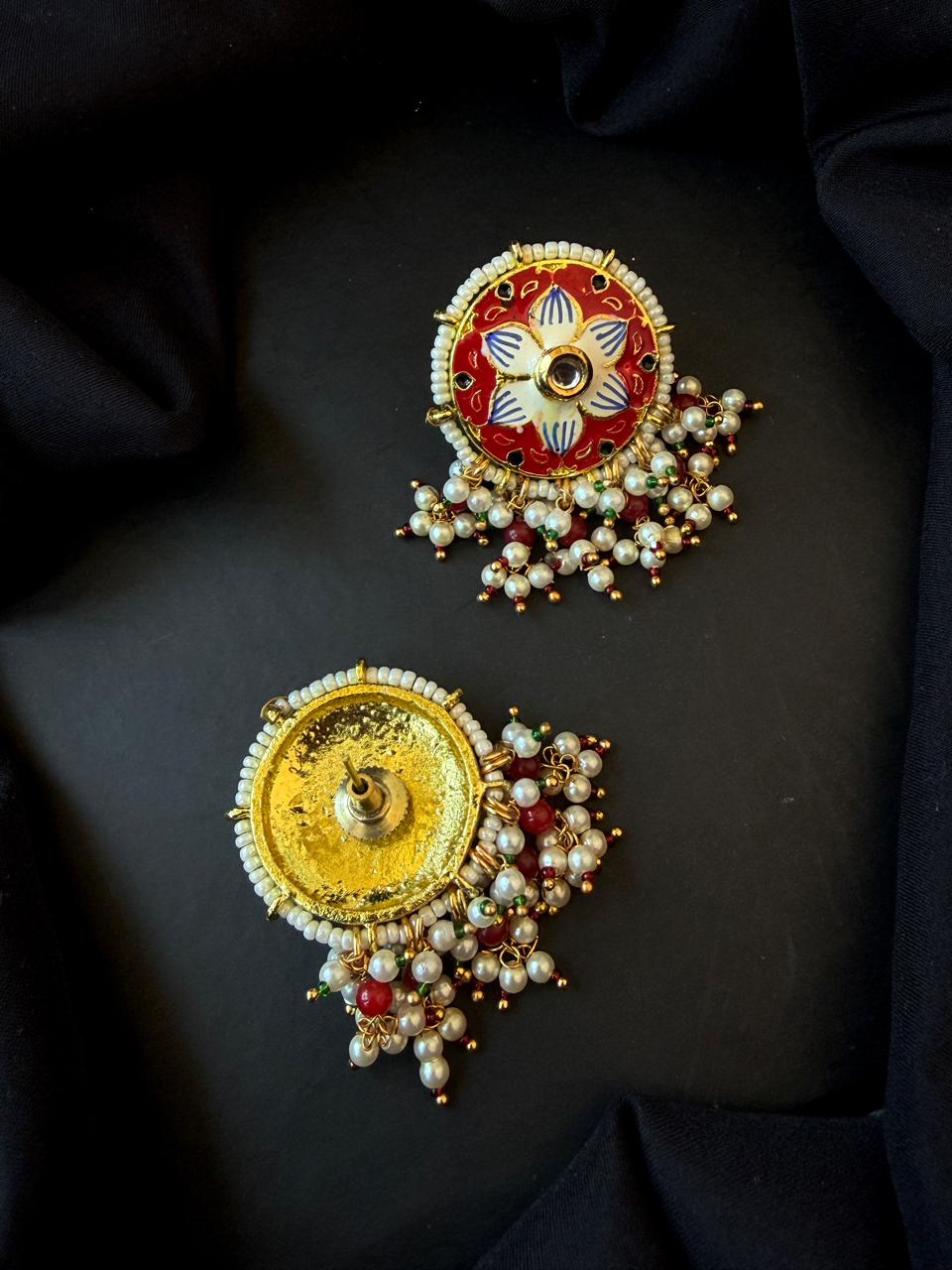 Meenakari Flower Print Ethnic Trendy Stud Earring