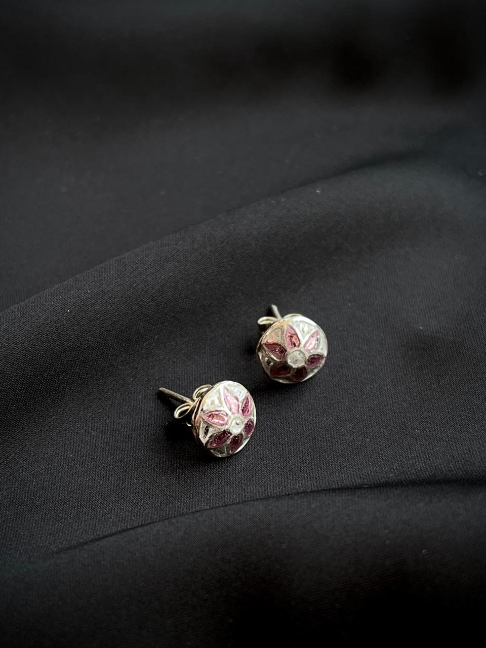 Meenakari 92.5 Silver Stud Earring