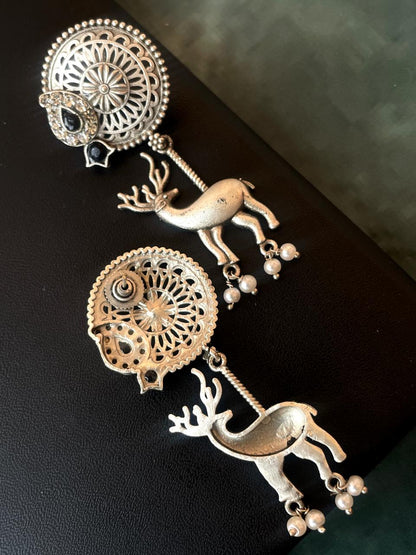 Silver Replica Deer Stone Earring