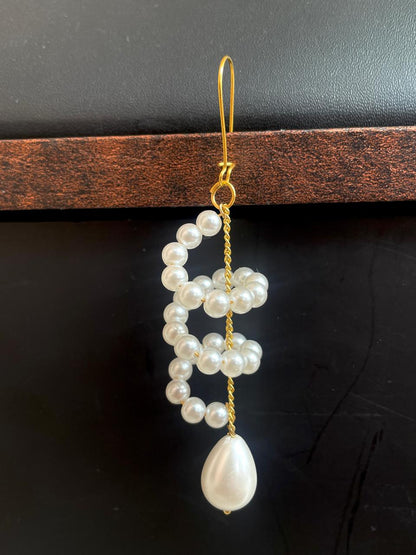 Sprial Shape of beads and Pearl Earring