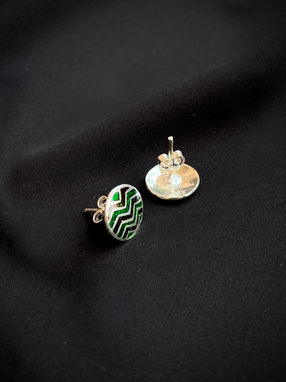 Meenakari Geometrical 92.5 Silver Stud Earring
