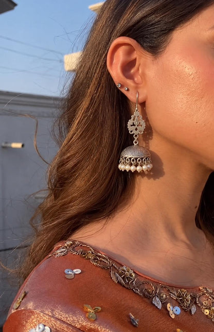 Oxidized Top with Jhumki Earring