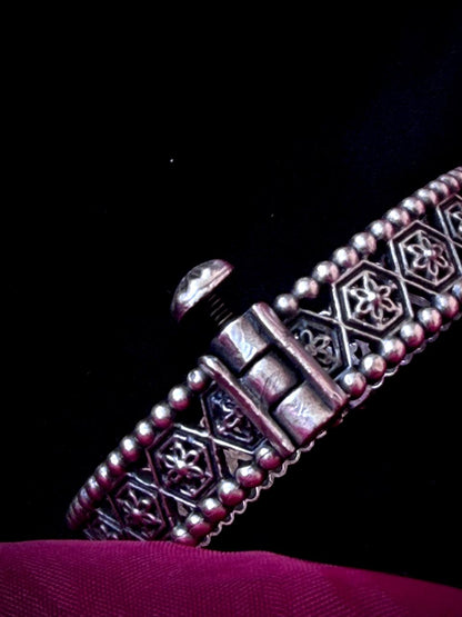 Oxidized Silver Replica Bangle Kada set (Pair of 2)