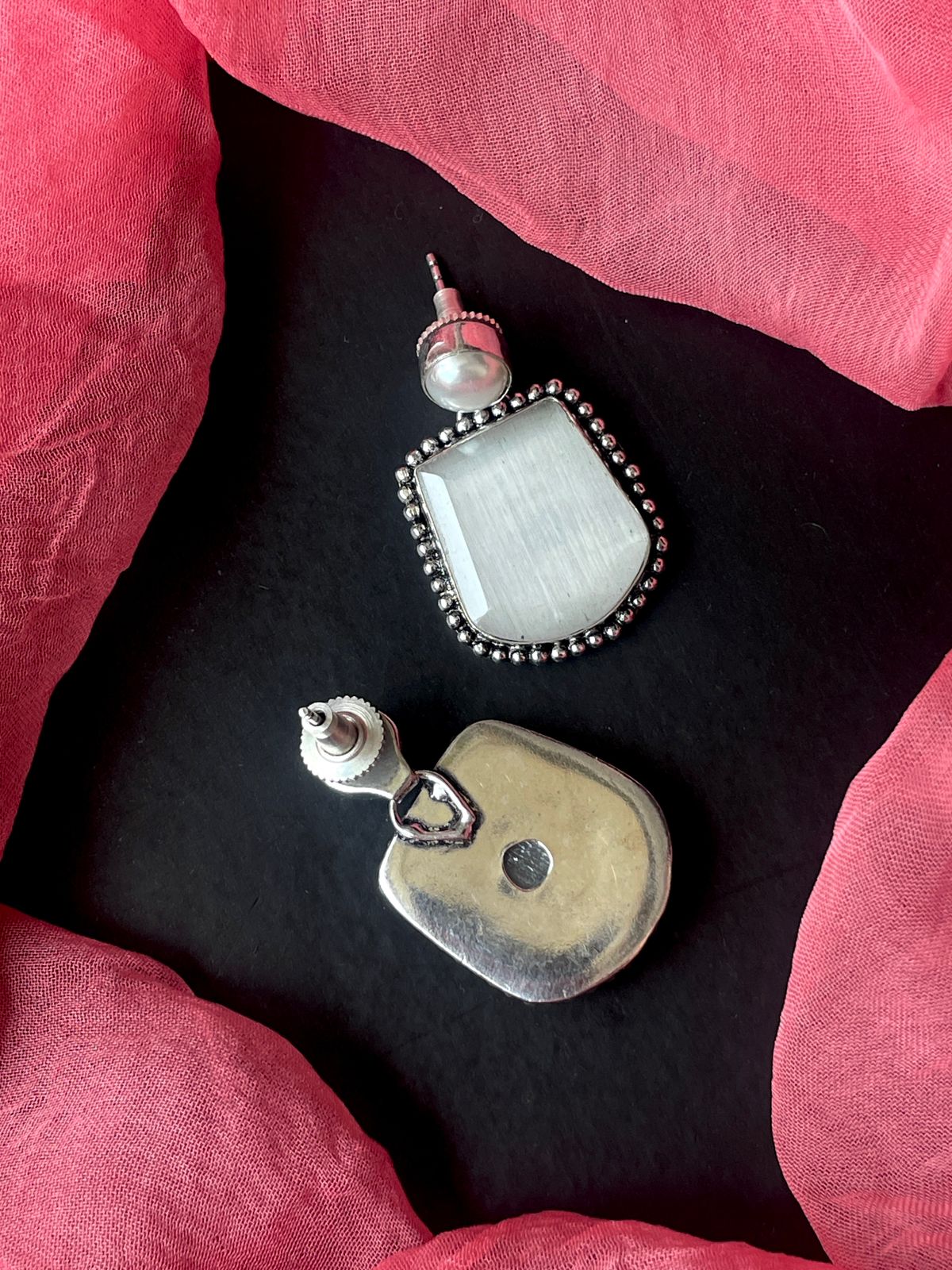 Monalisa Stone Silver Replica Earring