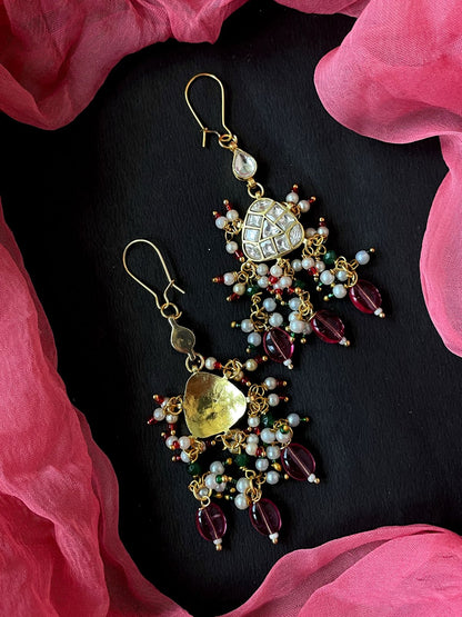 Pachi Kundan Jade Stone Beaded Earring