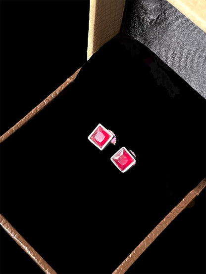 Monalisa Stone Silver Replica Tops Earring (Set of 2 pairs)