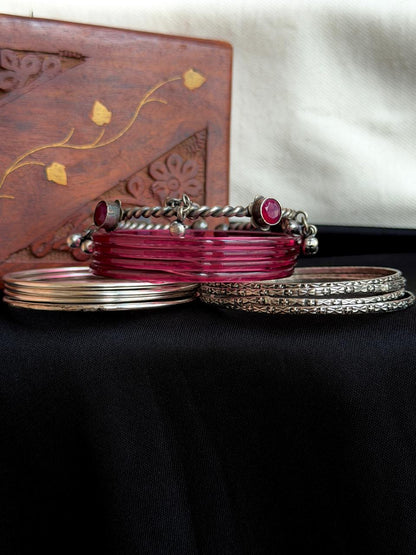 Acrylic Bangles with Metal Bangles set