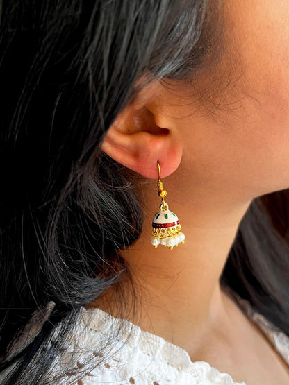 Meenakari Box shape Earring and Jhumki Earring (set of 2 pairs)