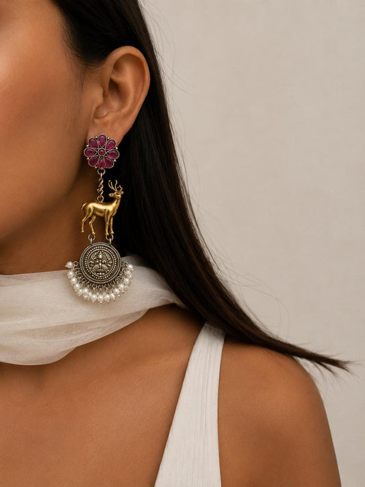 Dual Tone Deer Earring