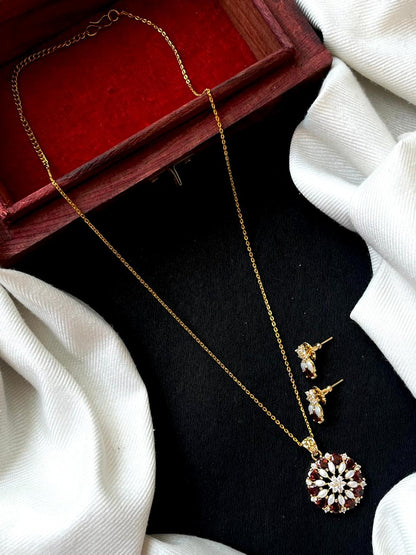 AD with Pearl Pendant Necklace with Earring set