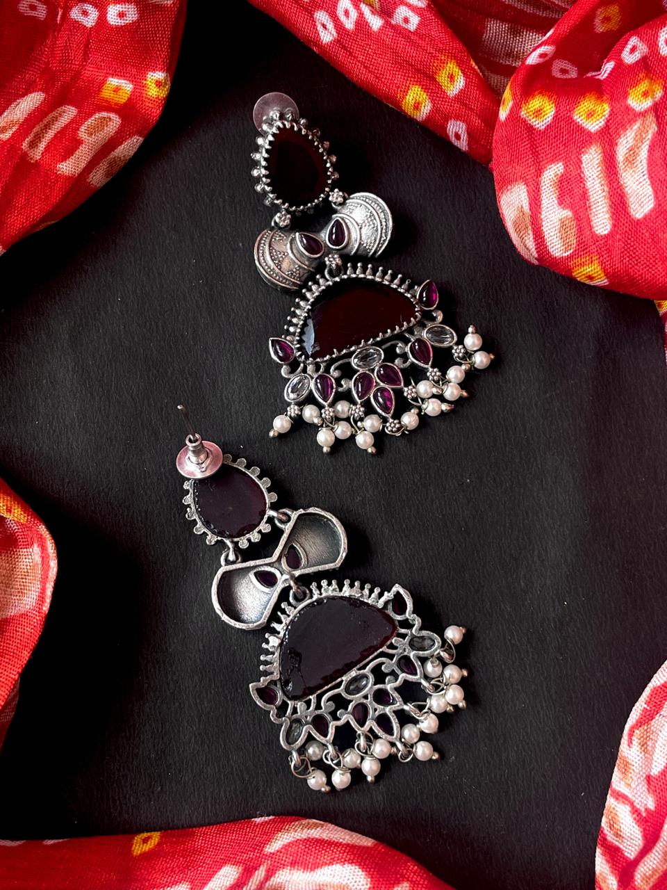 Monalisa Stone Oxidized Beaded Partywear Earring