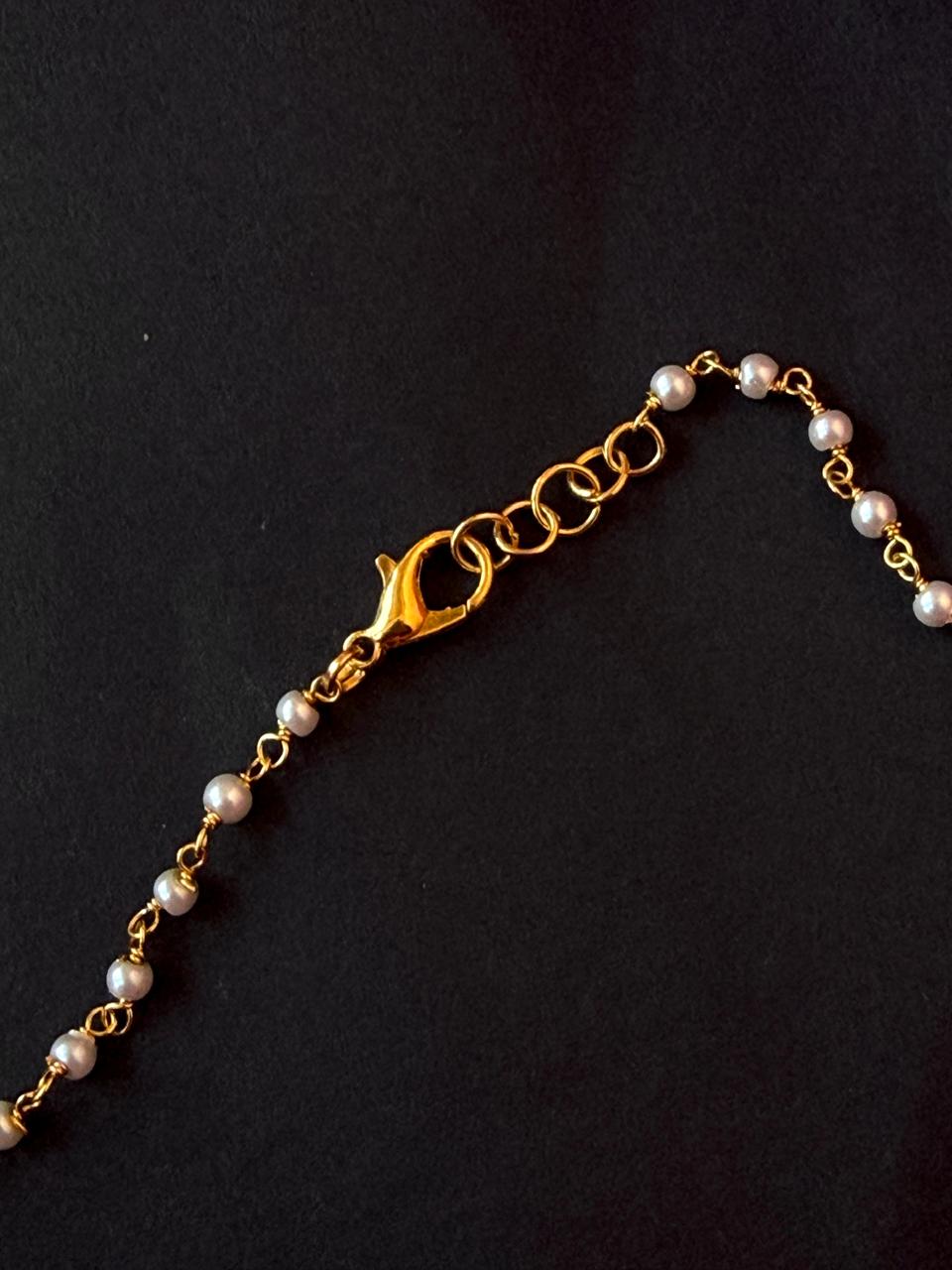 Kundan Beaded Pendant Chain Necklace with Earring set