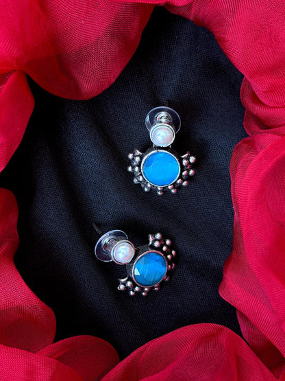 Monalisa Stone Oxidized Floral Earring