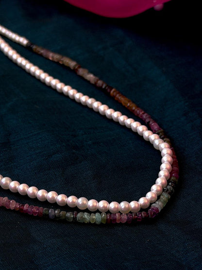 Semi Precious Stones Mala with Pearl Mala