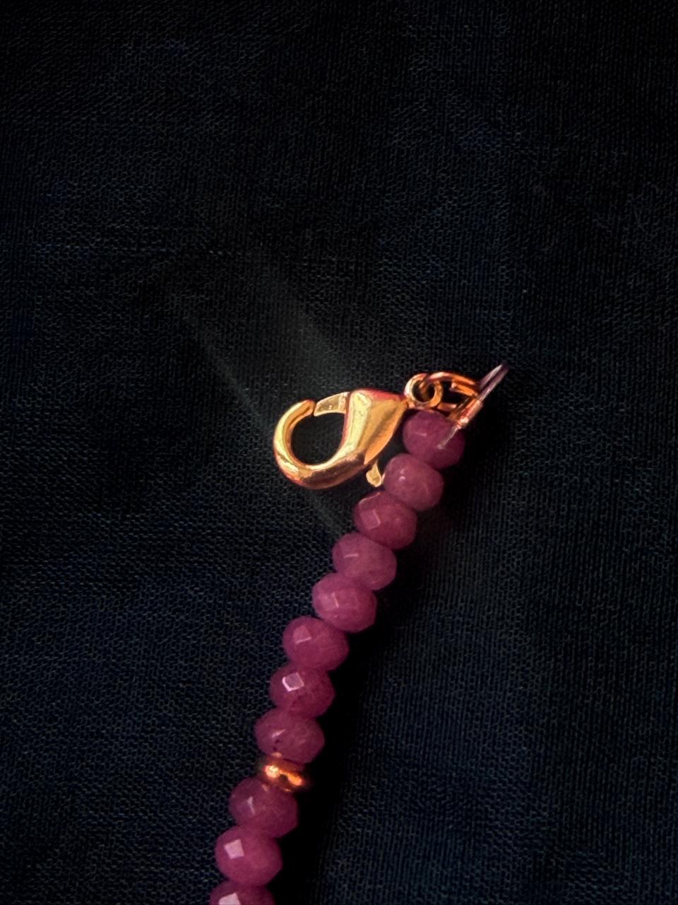 Stone Beads Golden Ring Single Layer Mala