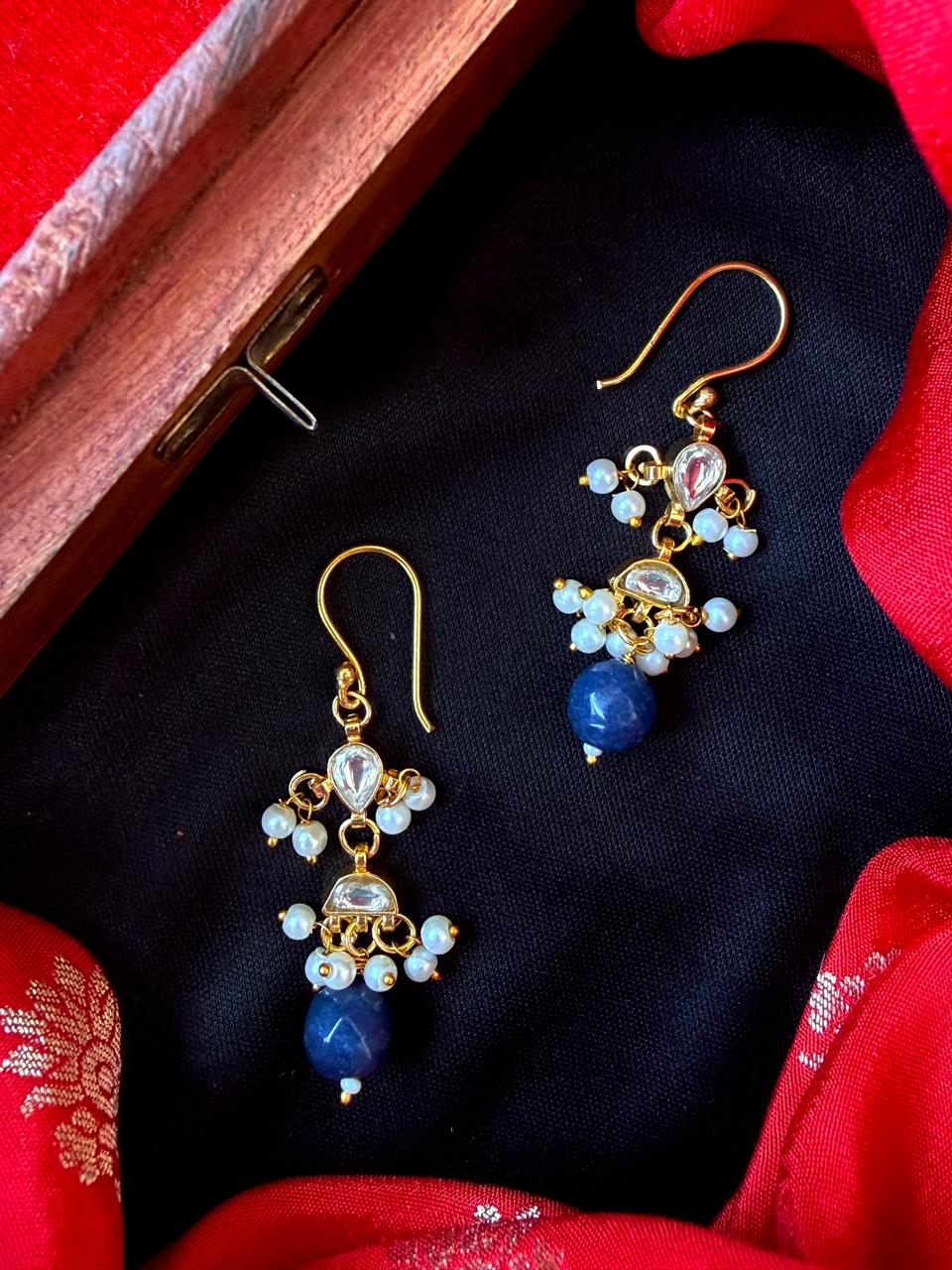 Pachi Kundan Stone Beaded Earring