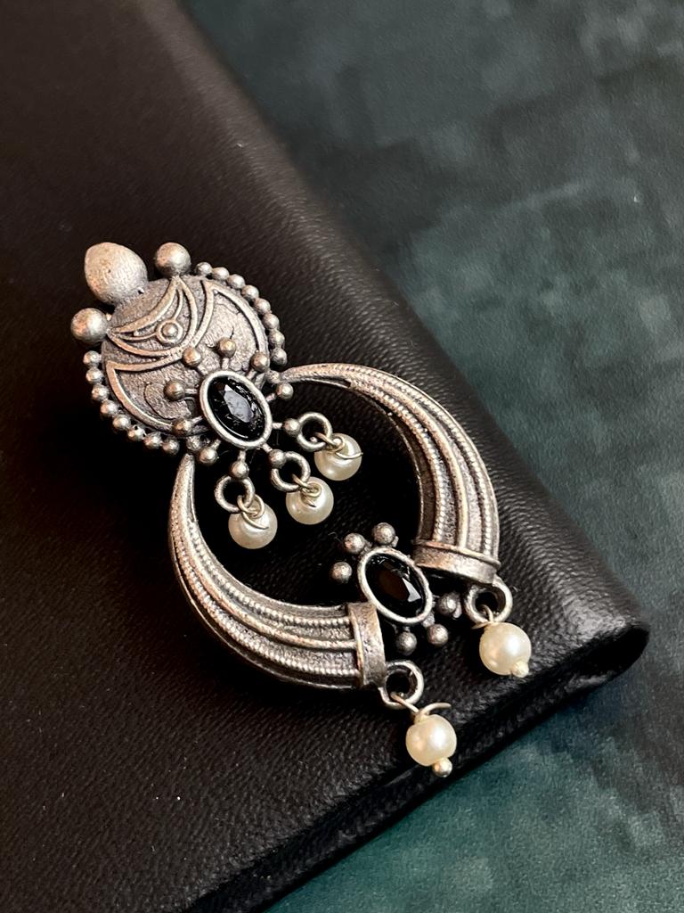 Oxidized Chandbali Drop Earring