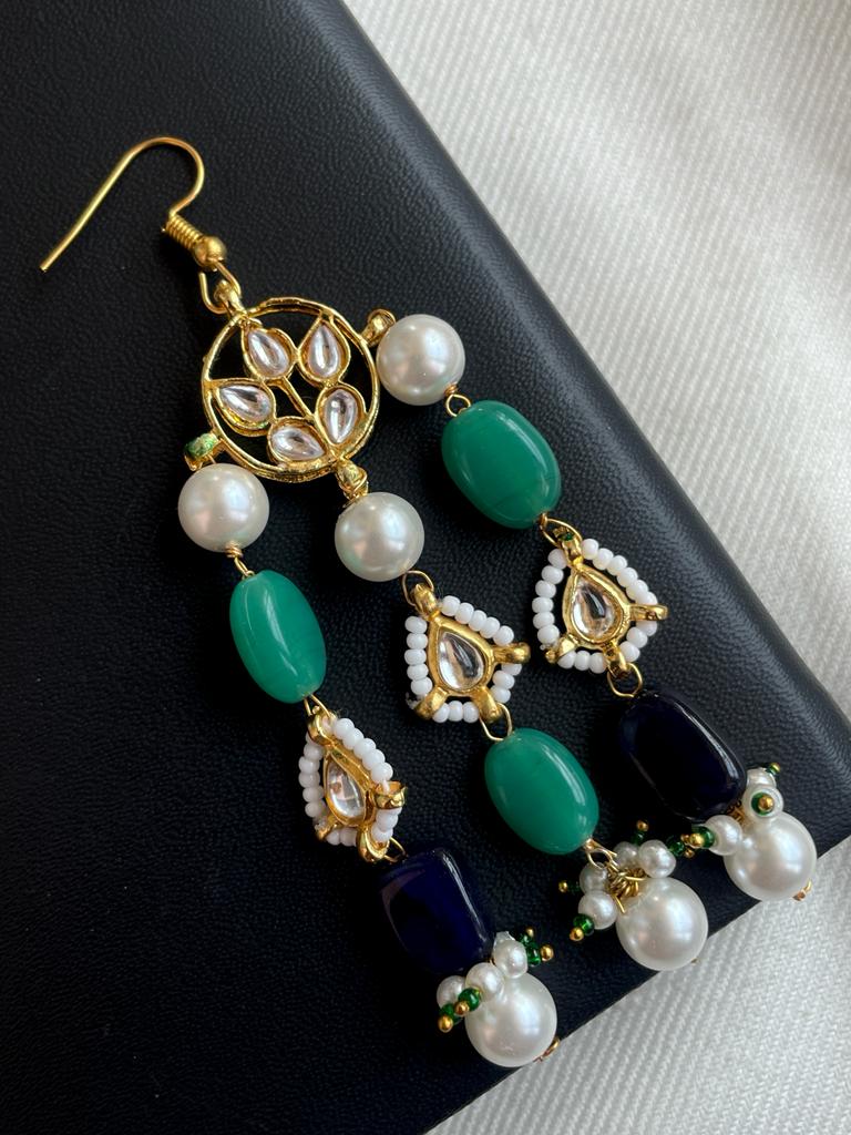 Semi Precious Stones with Pearl and Kundan Earring