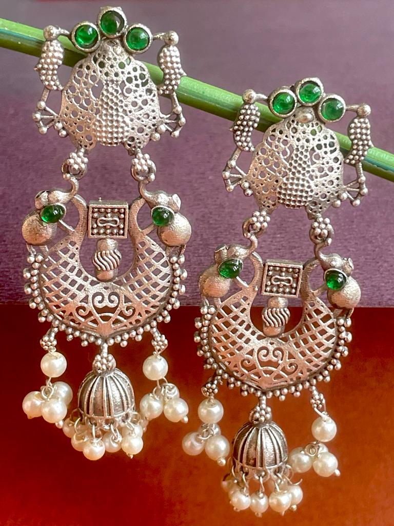 Silver Replica Ethnic Brass stone Earring