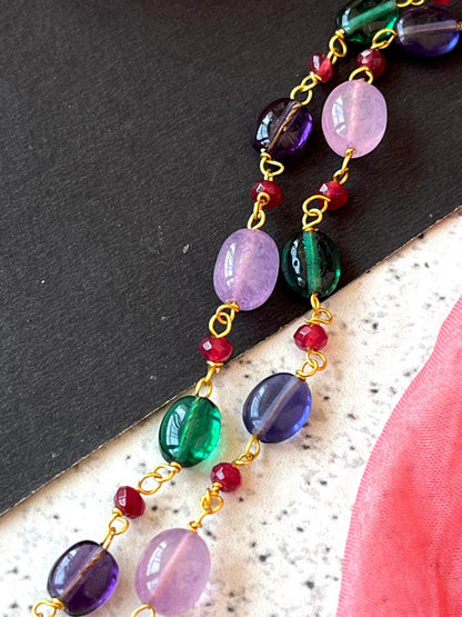 Lakh Pendant with Stones Beads Mala Necklace