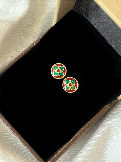 Gold- Plated Meenakari Small Stud Earring