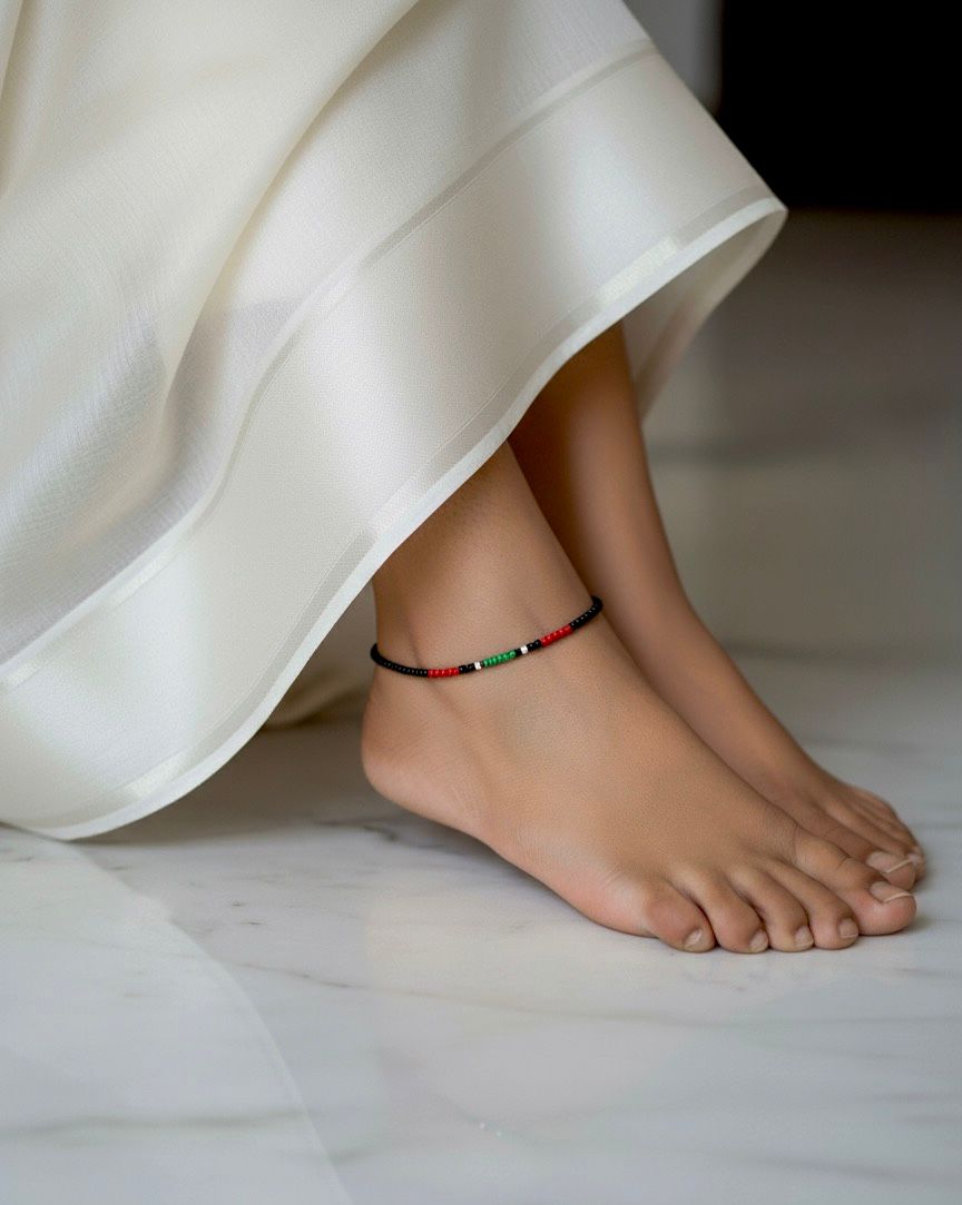 Colourful Beaded 92.5 Silver Anklet