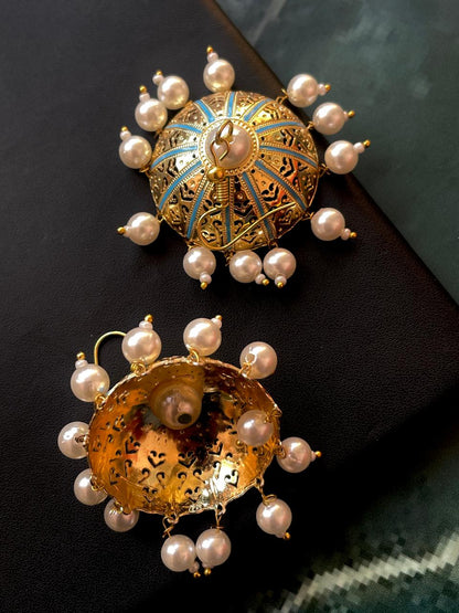 Meenakari Dome Shape Ethnic Jhumka Earring