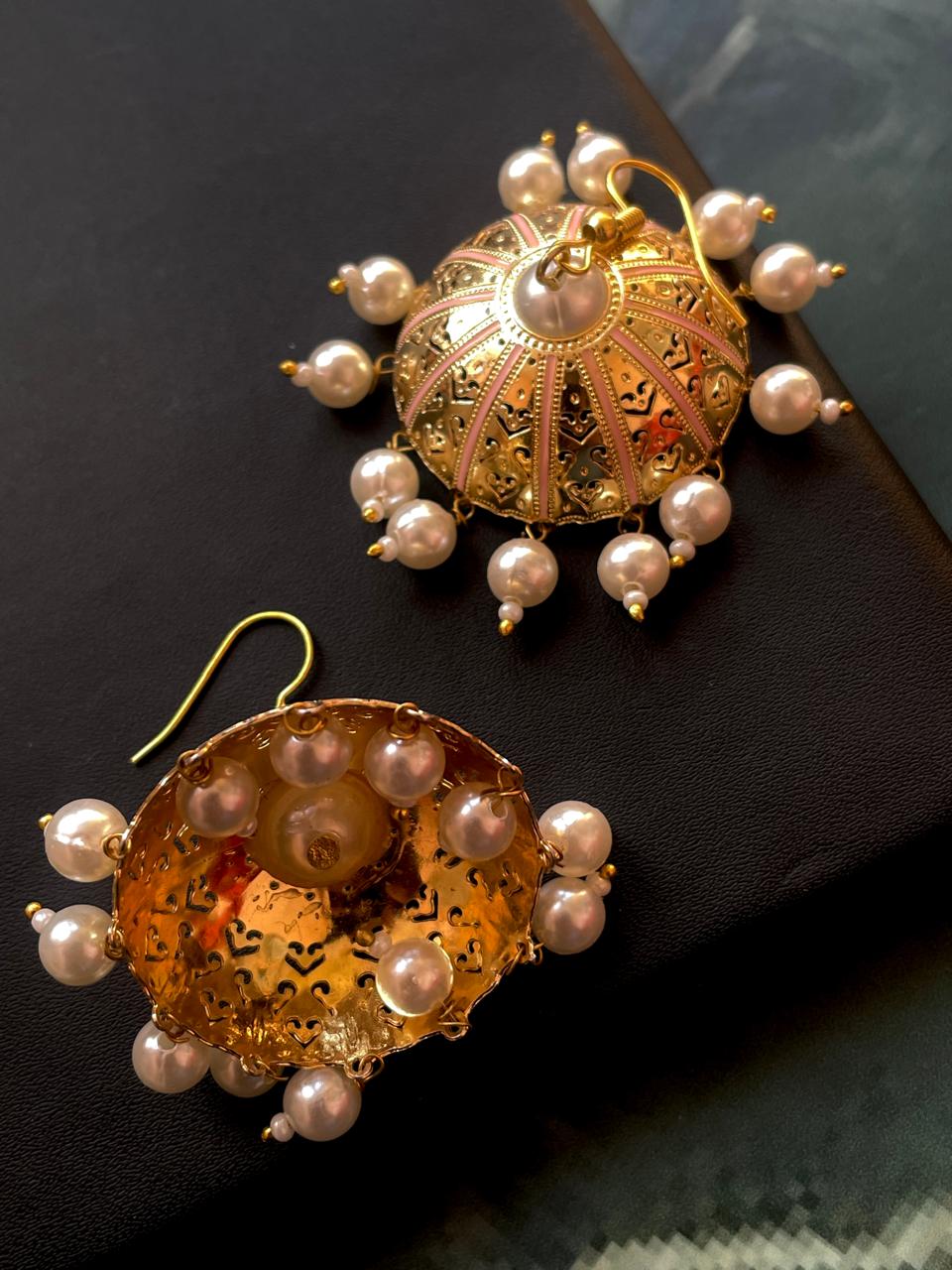 Meenakari Dome Shape Ethnic Jhumka Earring