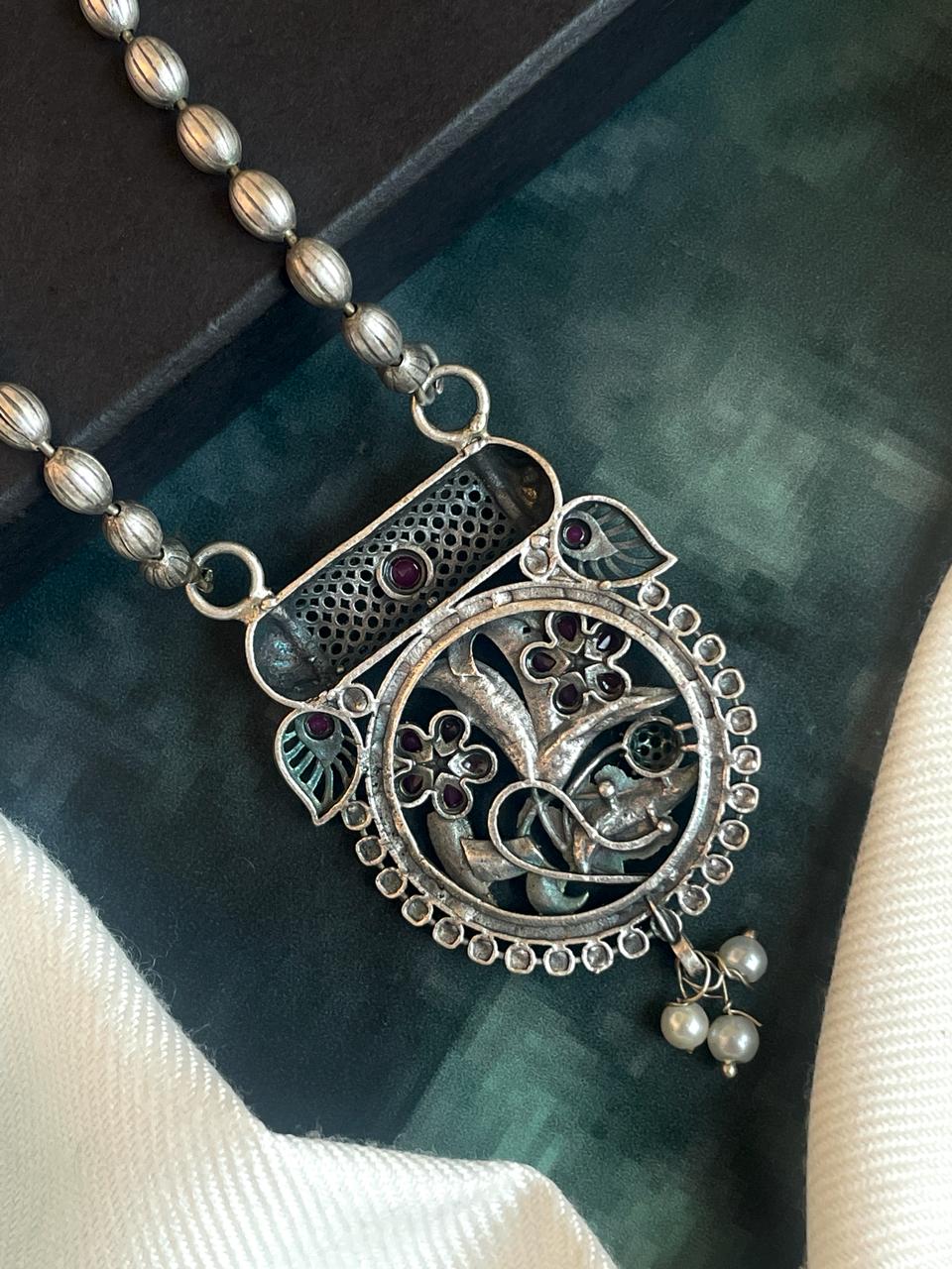 Black Polish Oxidized Pendant Necklace