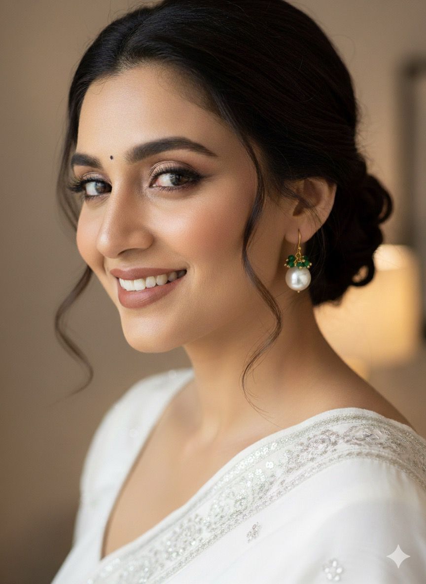 Semi Precious Pearl and Cheed 92.5 Silver with Gold Plating Earring