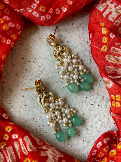 Kundan, Cheer and Glass Jade Stone Earring