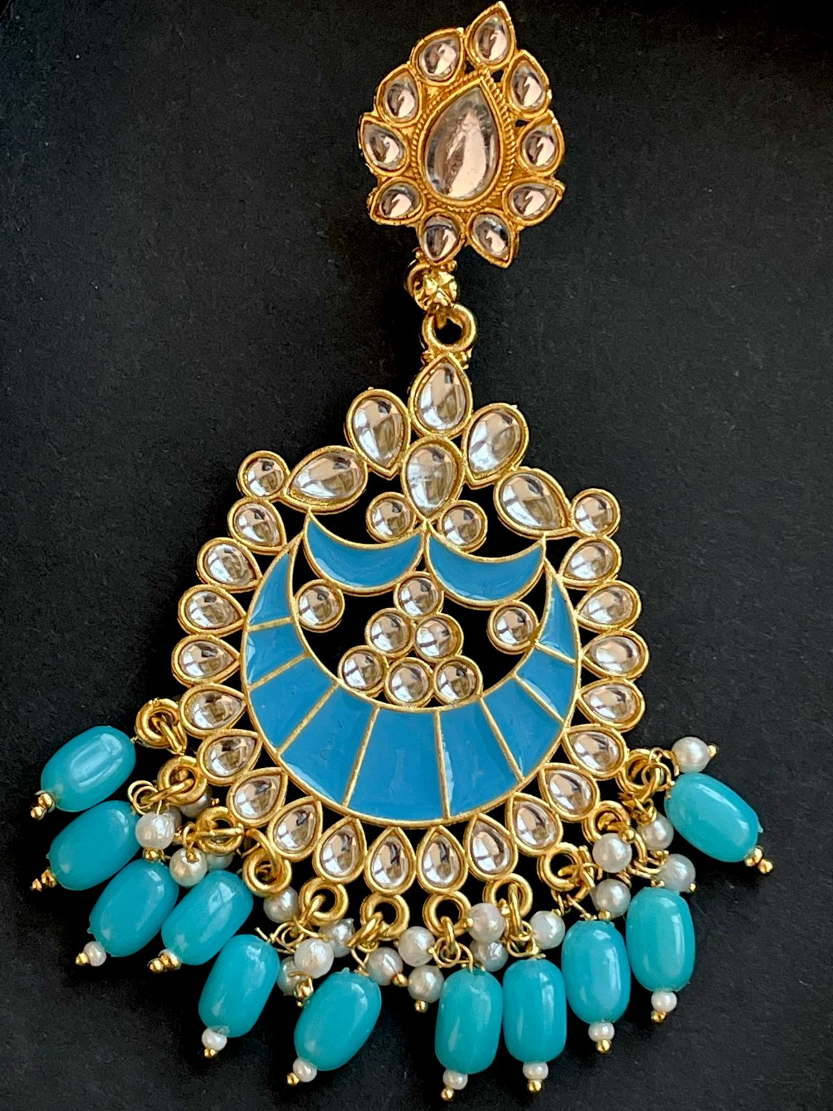 Meenakari Chandbali Long Earring