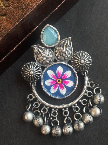 Hand Painted Black Polish Chandbali Earring