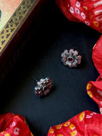 Oxidized Silver Replica Stud Earring