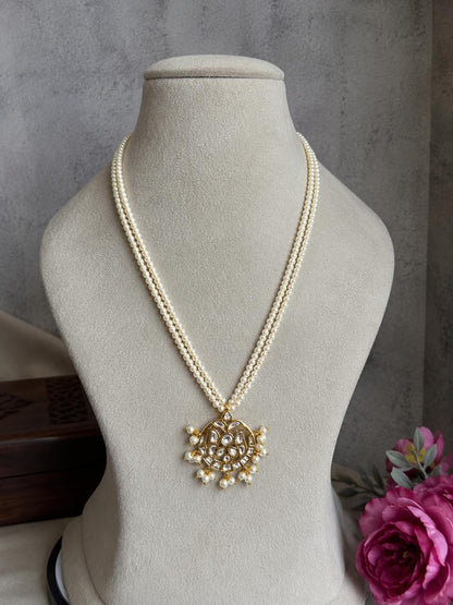 Pachi Kundan Pendant Pearl Mala Necklace
