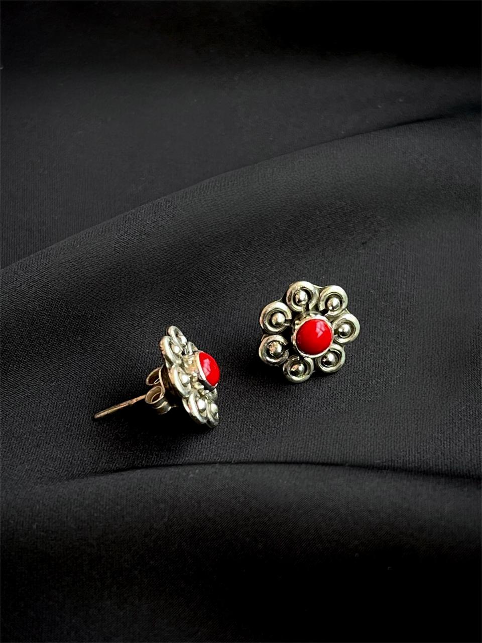 Floral 92.5 Silver Stud Earring