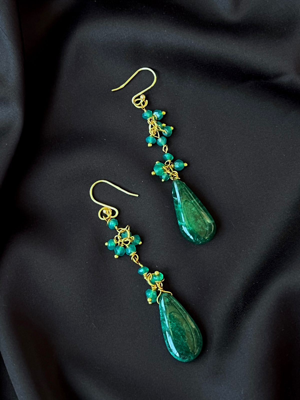 Natural Stone Gold Plated 92.5 Silver Earring