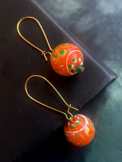 Hand Painted Wooden Beads Earring