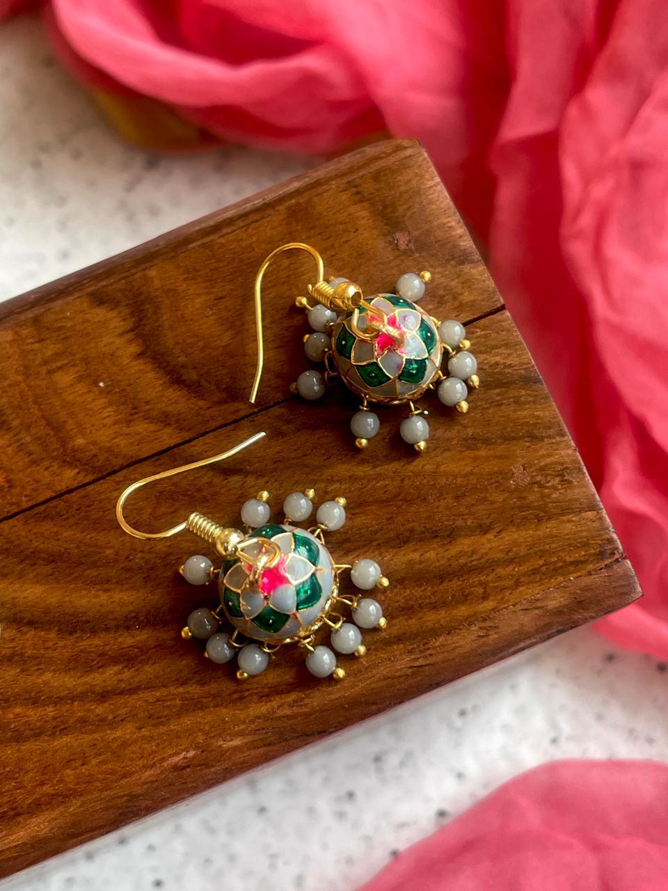 Meenakari Small Jhumki Earring (Set of 2 Pairs)