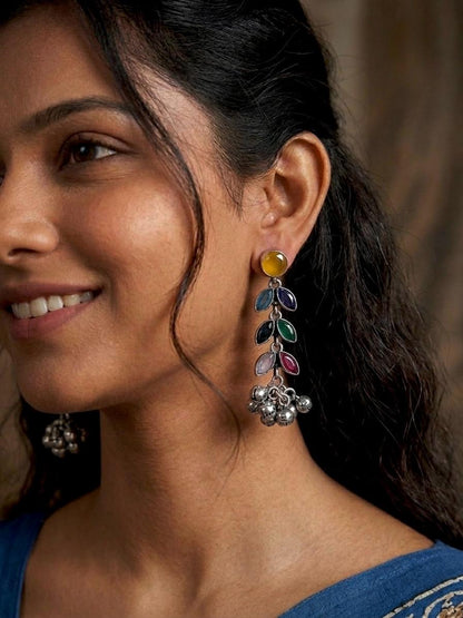 Monalisa Stone Silver Replica Partywear Earring