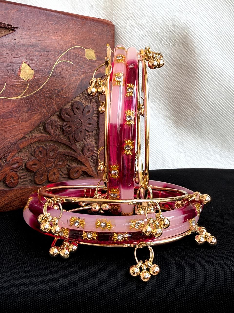 Acrylic Bangles with Metal Bangles set