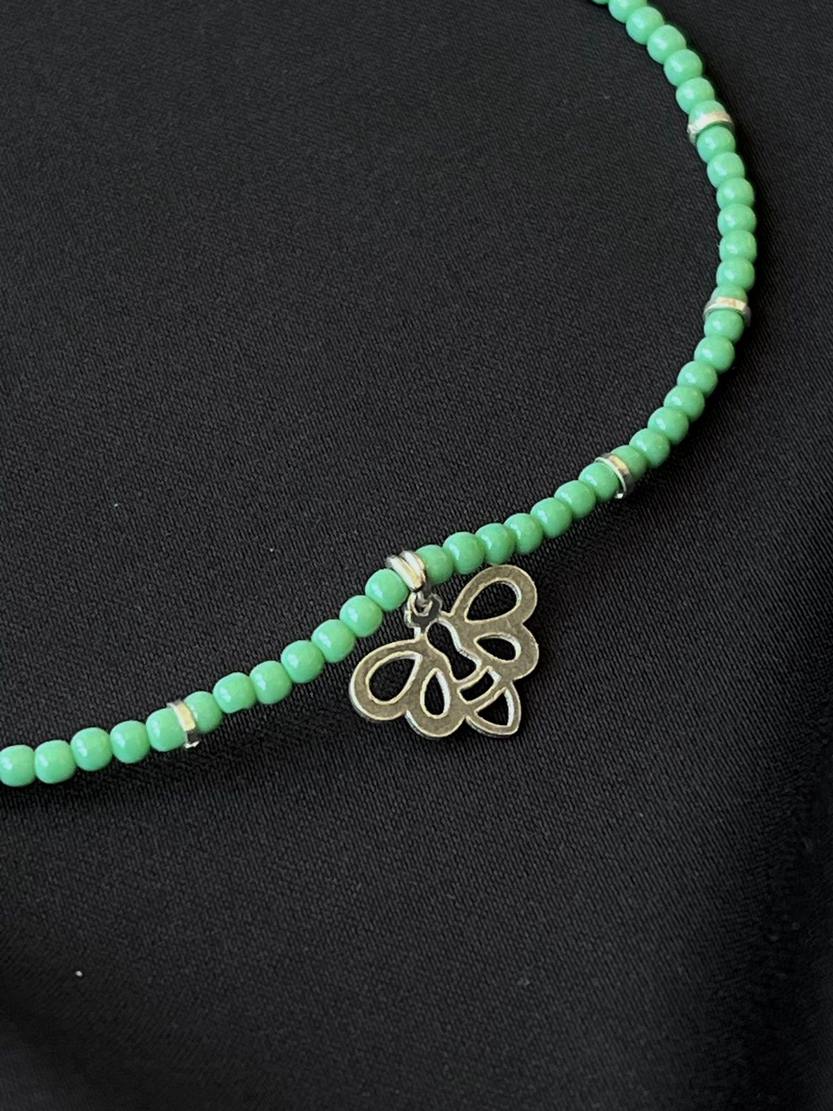 Silver Motif Beaded 92.5 Silver Anklet